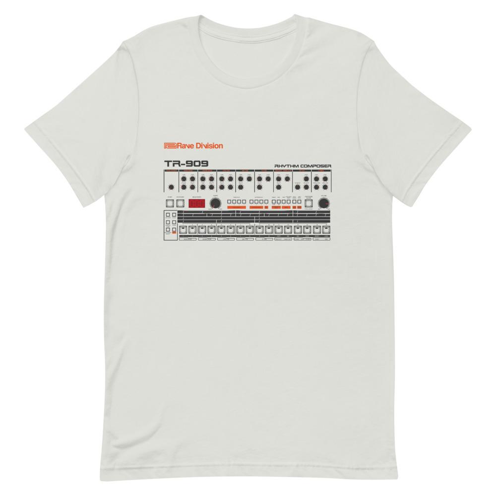 TR-909 Unisex T-Shirt-Silver-Rave Division